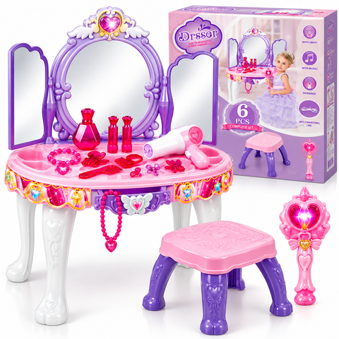 Princess Vanity Dressing Table Set with Lights, Music & Accessories