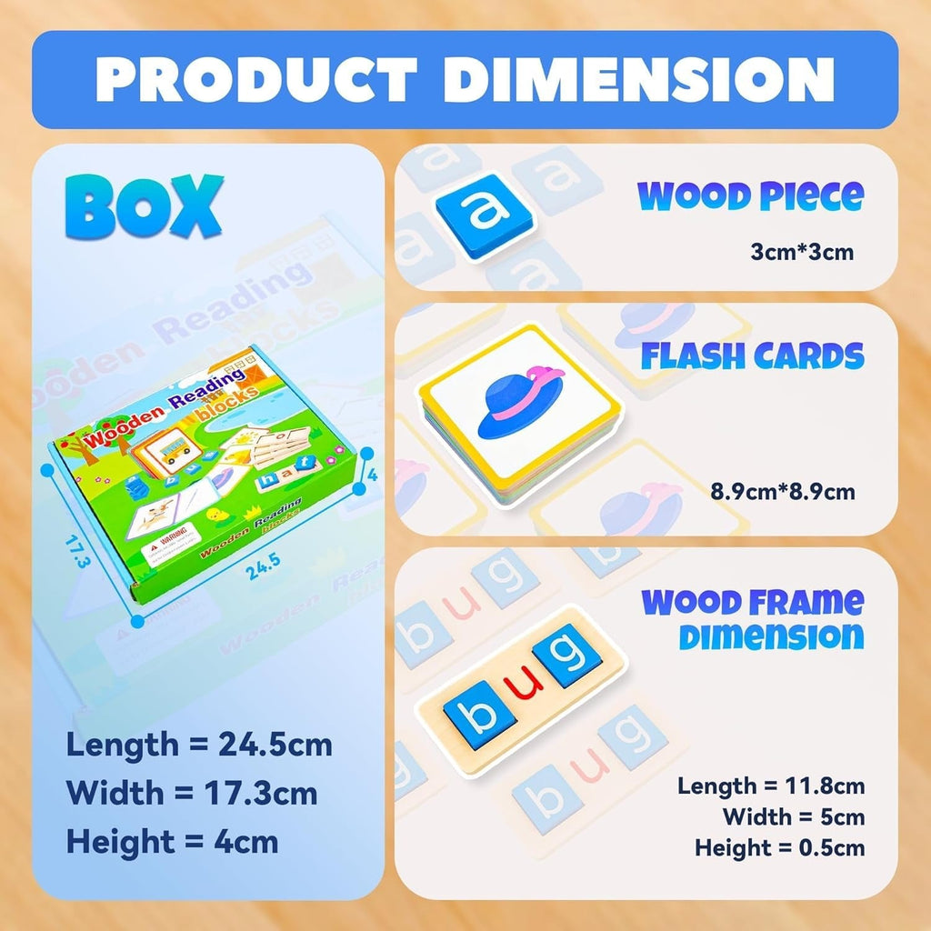 Sight Words Flash Cards Kindergarten Wooden Reading Blocks