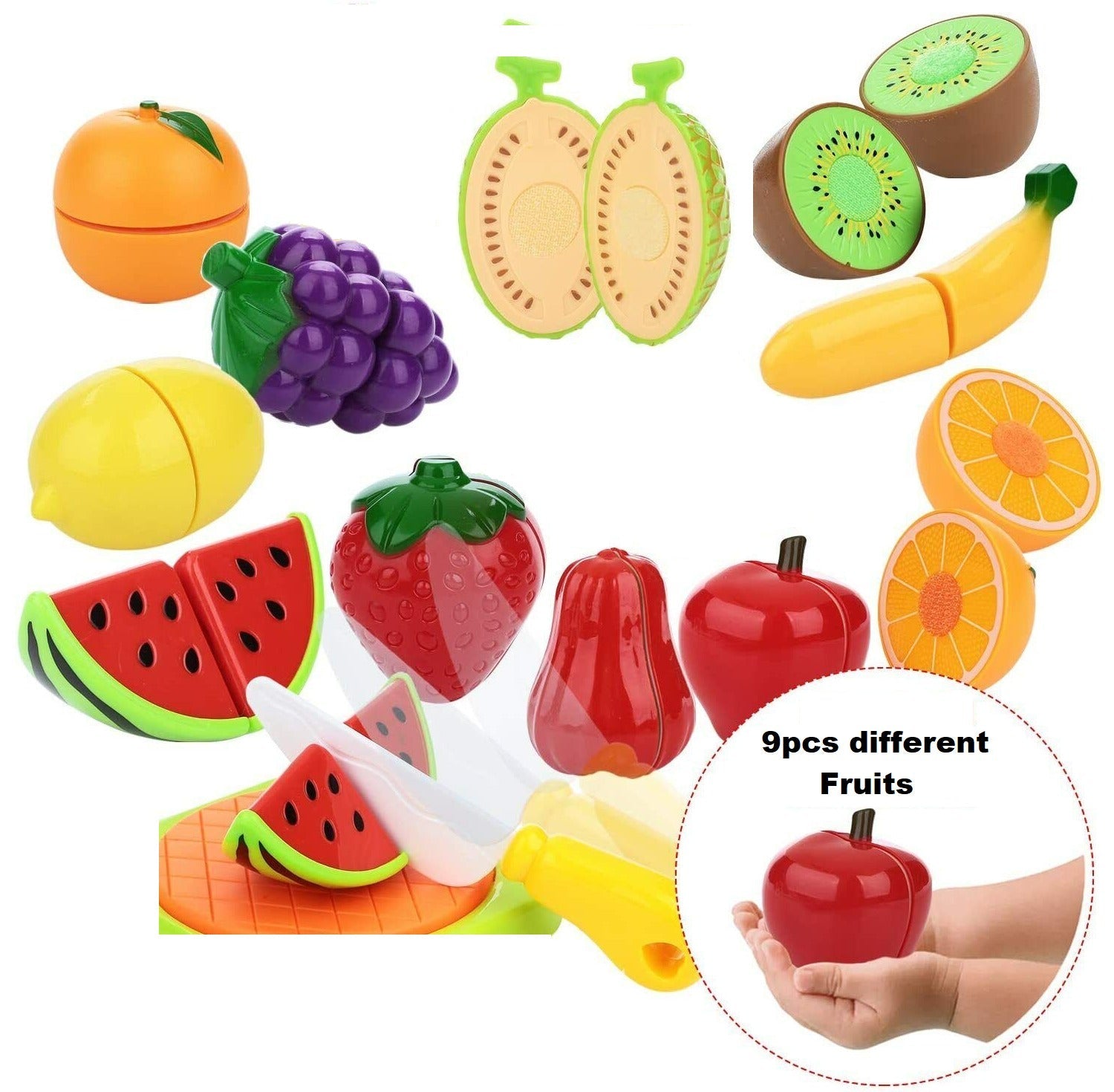 Fruits Cutting Play Set with Knife Board – 9 Pieces