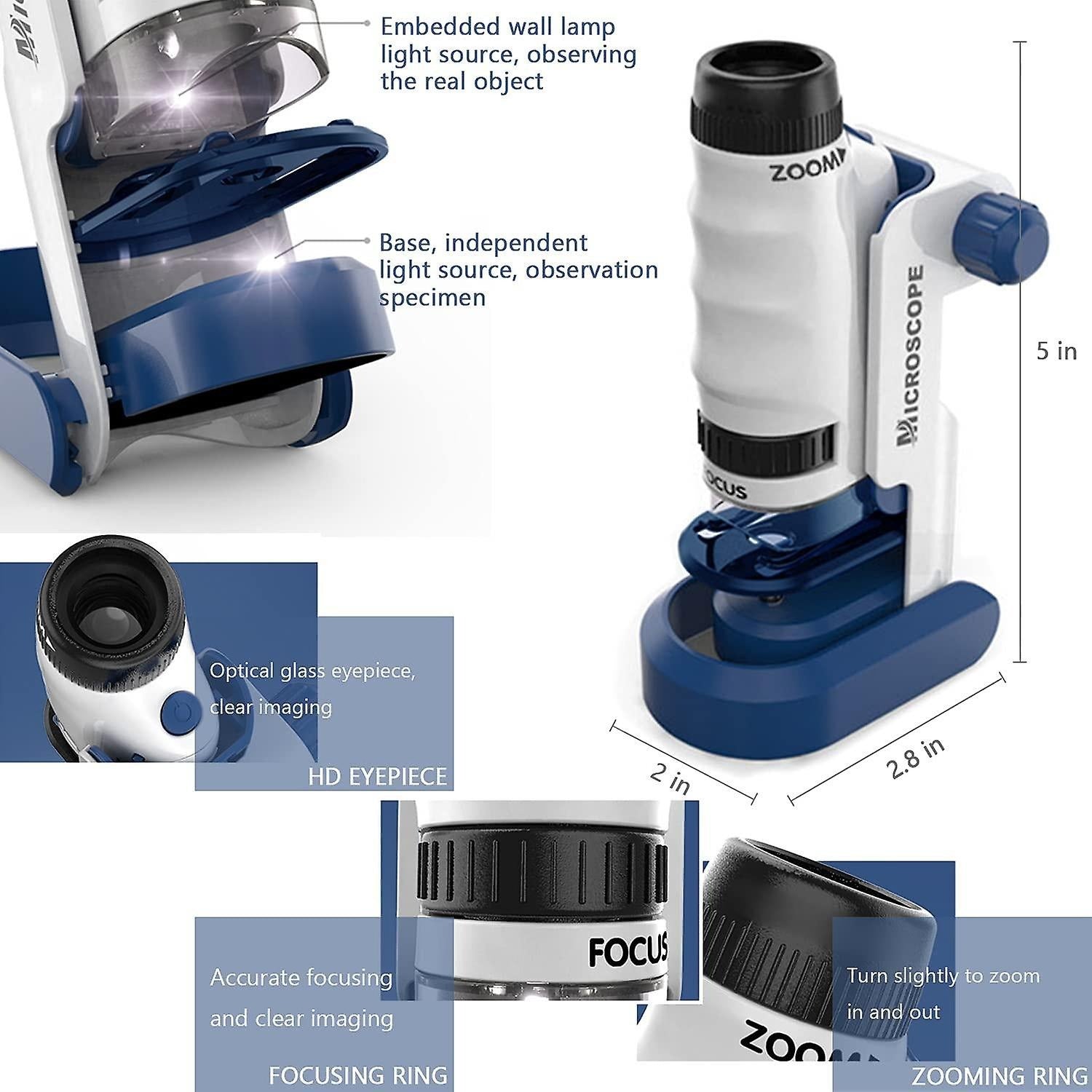STEM Scientific Microscope Portable 120x Zoom Experiment Kit - JustForKids