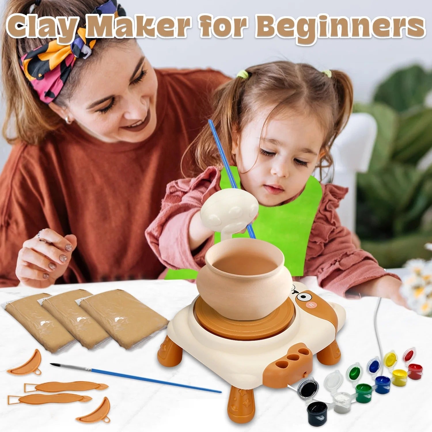 DIY Cat Electric Pottery Wheel Pretend Play Art Tool Kit