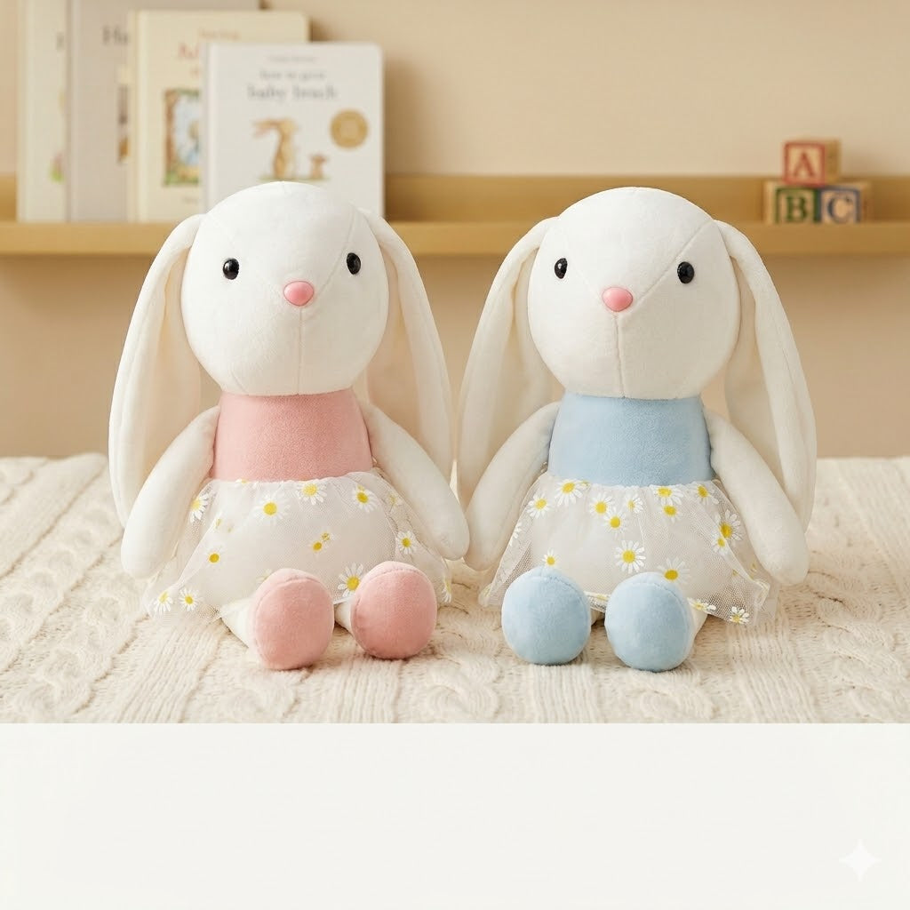 Plush Rabbit Toy with Daisy Lace Dress 40cm