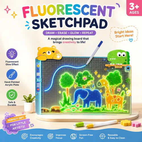 Fluorescent LED Sketchpad Drawing Board with Magic Glow Effect