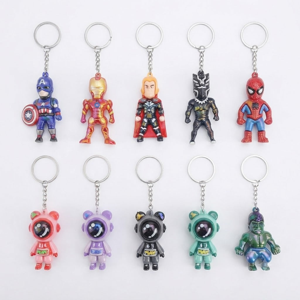 Superhero & Space Astronaut Cartoon Keychain