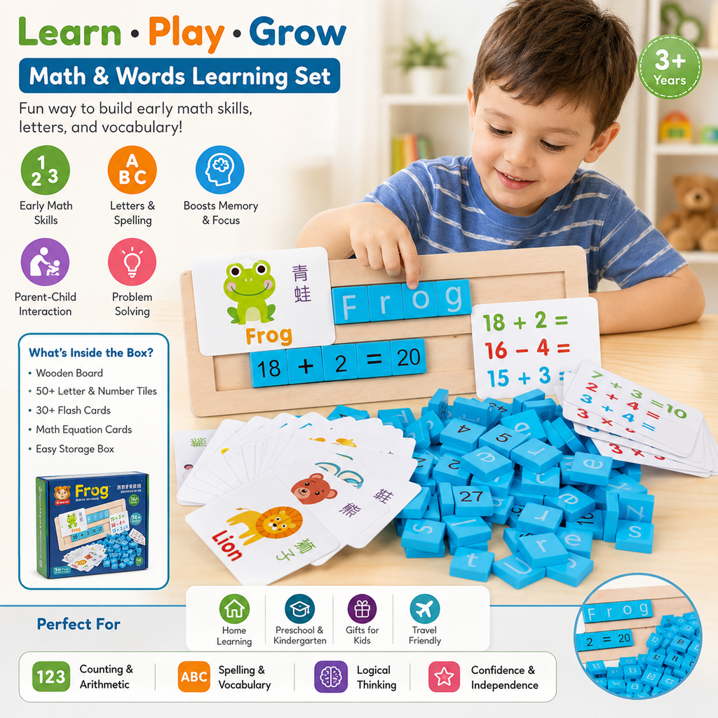 Alphabet & Math Learning Board – Montessori Educational Toy for Kids