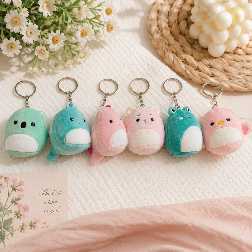 Original Mini Plush Keychains – Cute Kawaii Soft Bag Charms