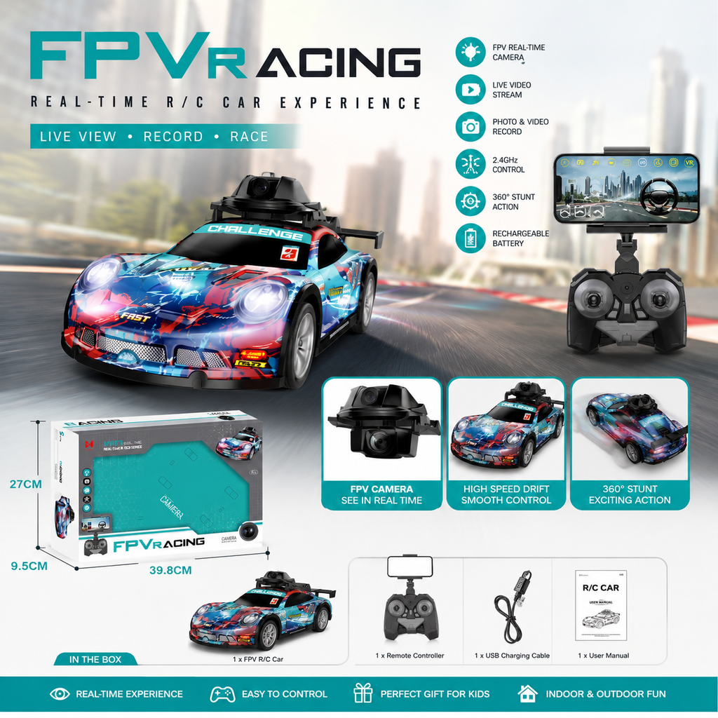 FPV Racing RC Car with WiFi Camera – Real-Time Video Remote Control Toy