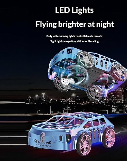 2-in-1 Flying RC Car Drone with LED Lights & Remote Control