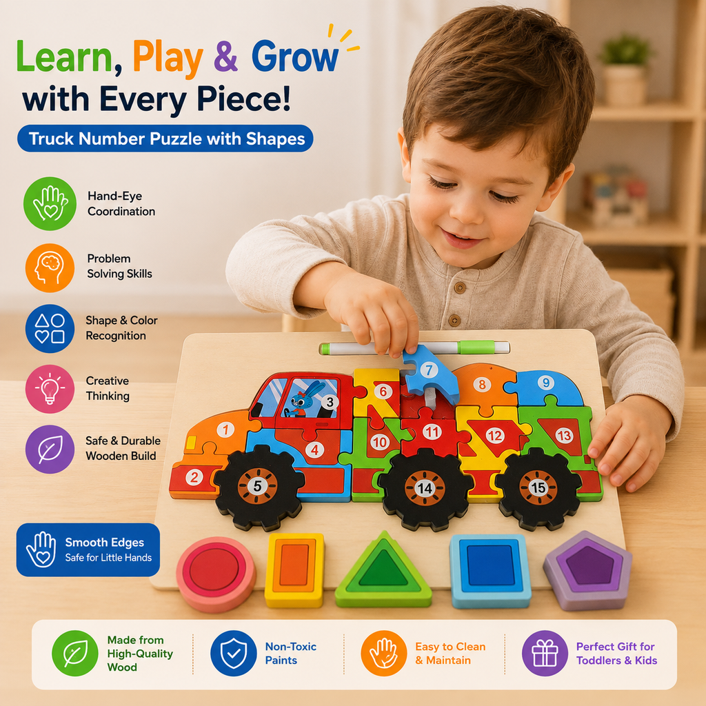 3 in 1 Wooden Multifunction Jigsaw Puzzle & Drawing Board
