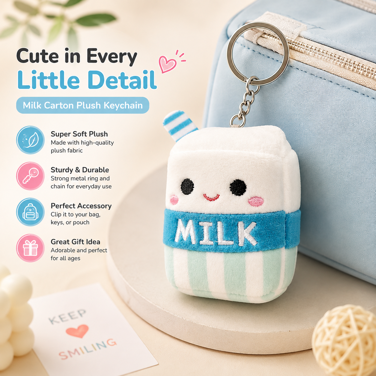 Original Mini Plush Keychains – Cute Kawaii Soft Bag Charms