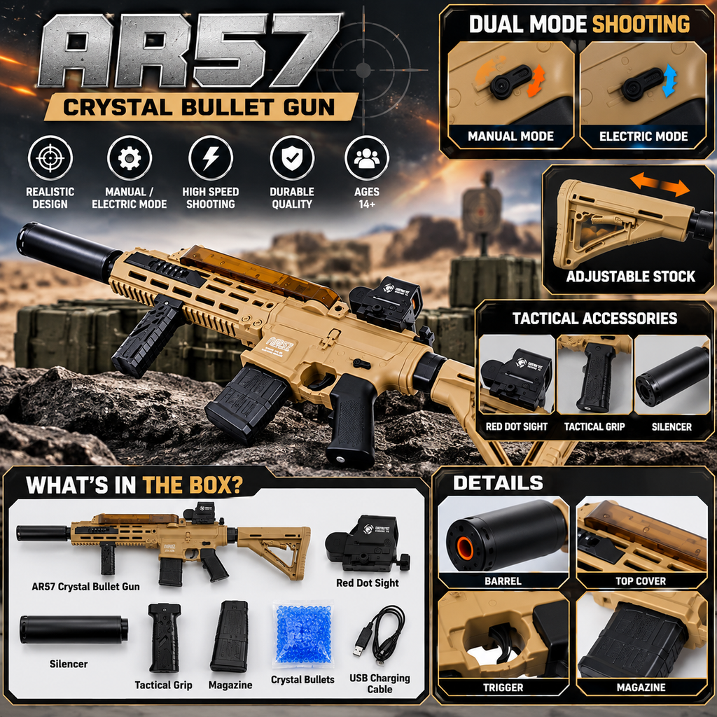 AR57 Crystal Bullet Gun – Electric & Manual Shooting Toy Gun