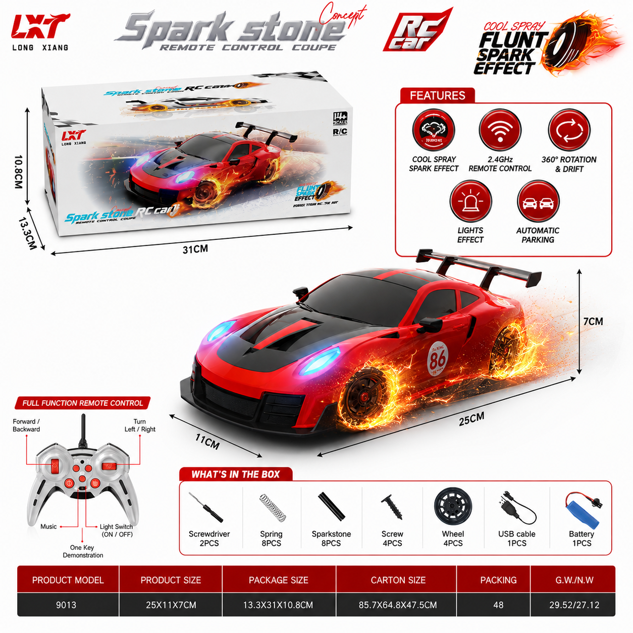 Spark Stone RC Drift Car with Spark Effects & Remote Control