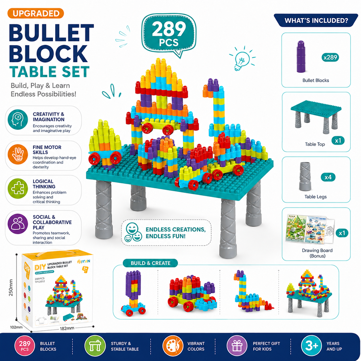 289 Pieces Creative Building Block Table Toy Set