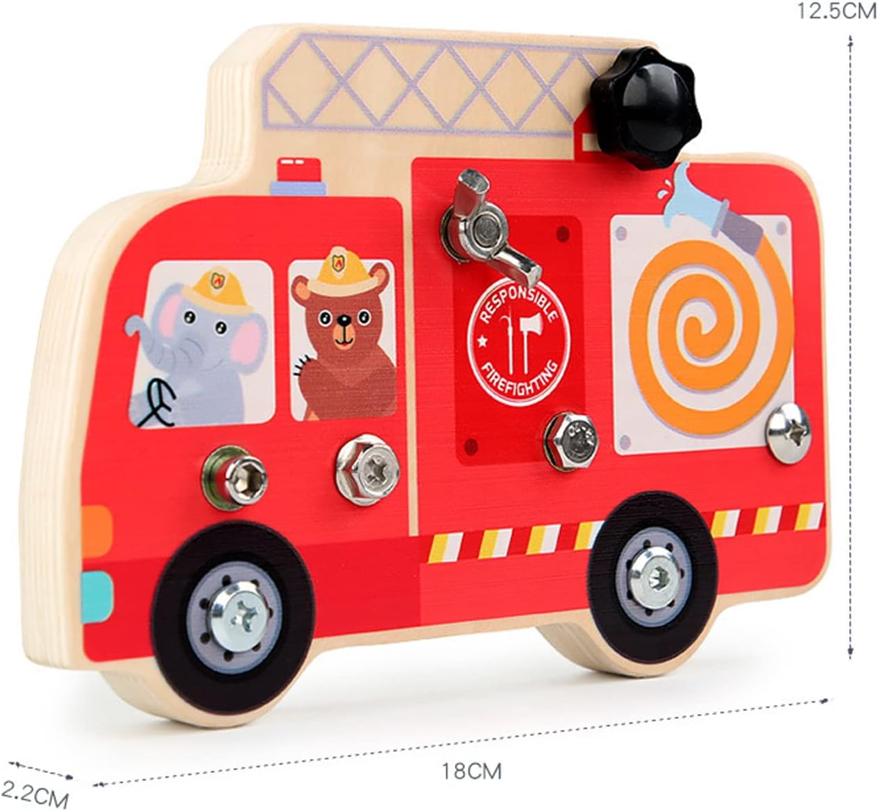 Wooden Montessori Disassembly Fire Truck Screw Board
