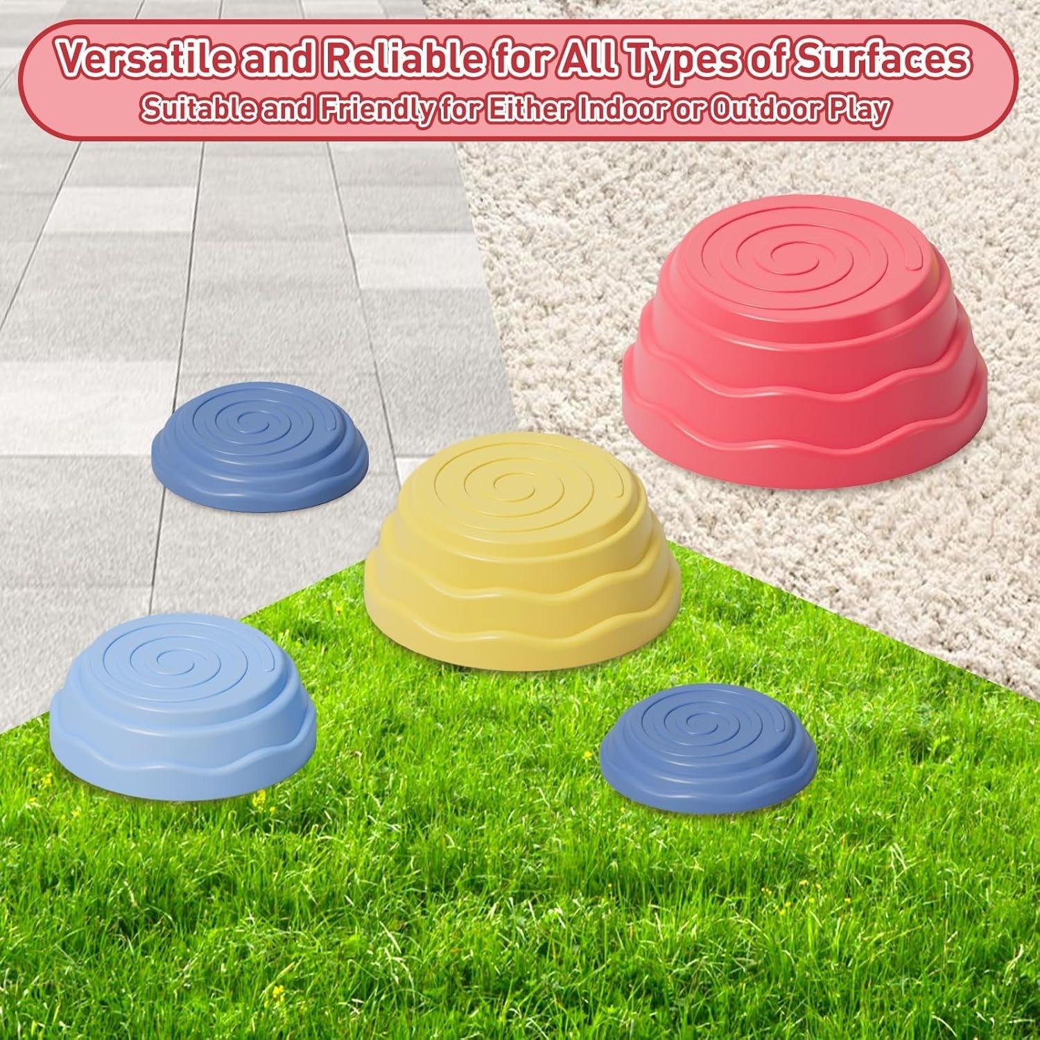 Stepping Stones for Kids Non-Slip Balance River Stones Sensory - 5 pie