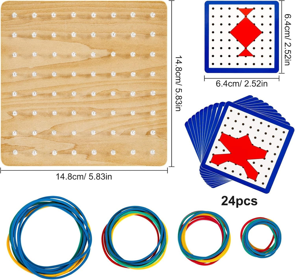 Wooden Geometry Geoboard Pattern Rubber Band Kit