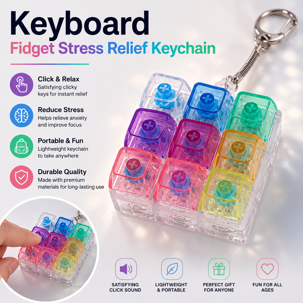 Keyboard Fidget Stress Relief Keychain