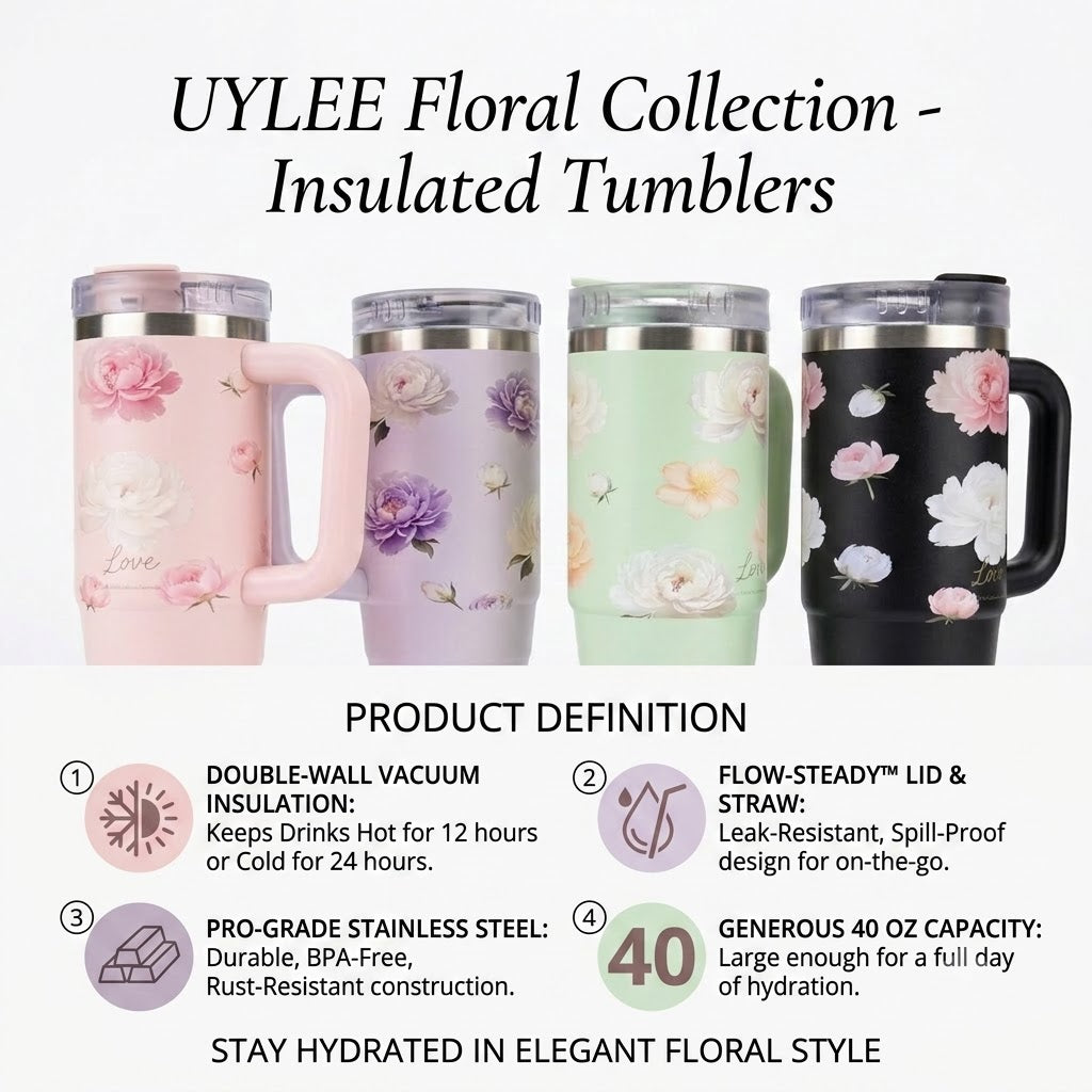 Floral Insulated Travel Mug – Elegant Style