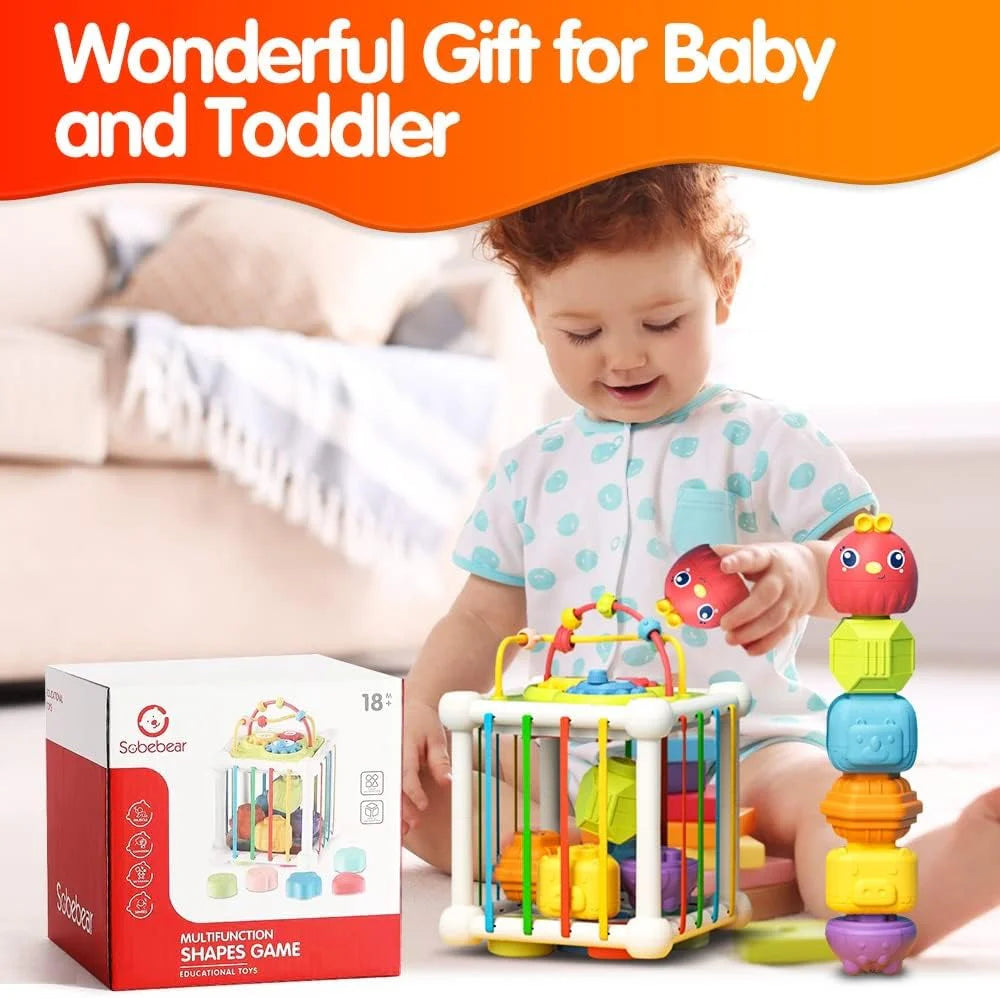 6 in 1 Baby Sensory Shape Sorting Activity Cube - JustForKids