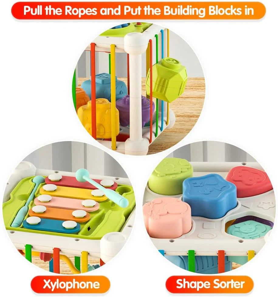 6 in 1 Baby Sensory Shape Sorting Activity Cube - JustForKids