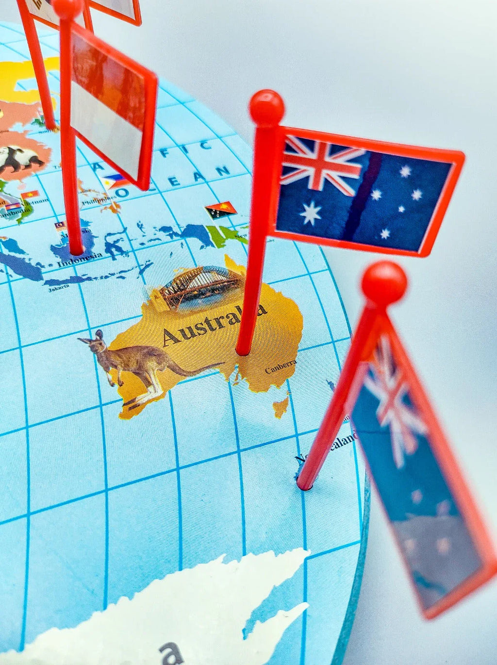 Wooden World Map with Recognition Flags - JustForKids