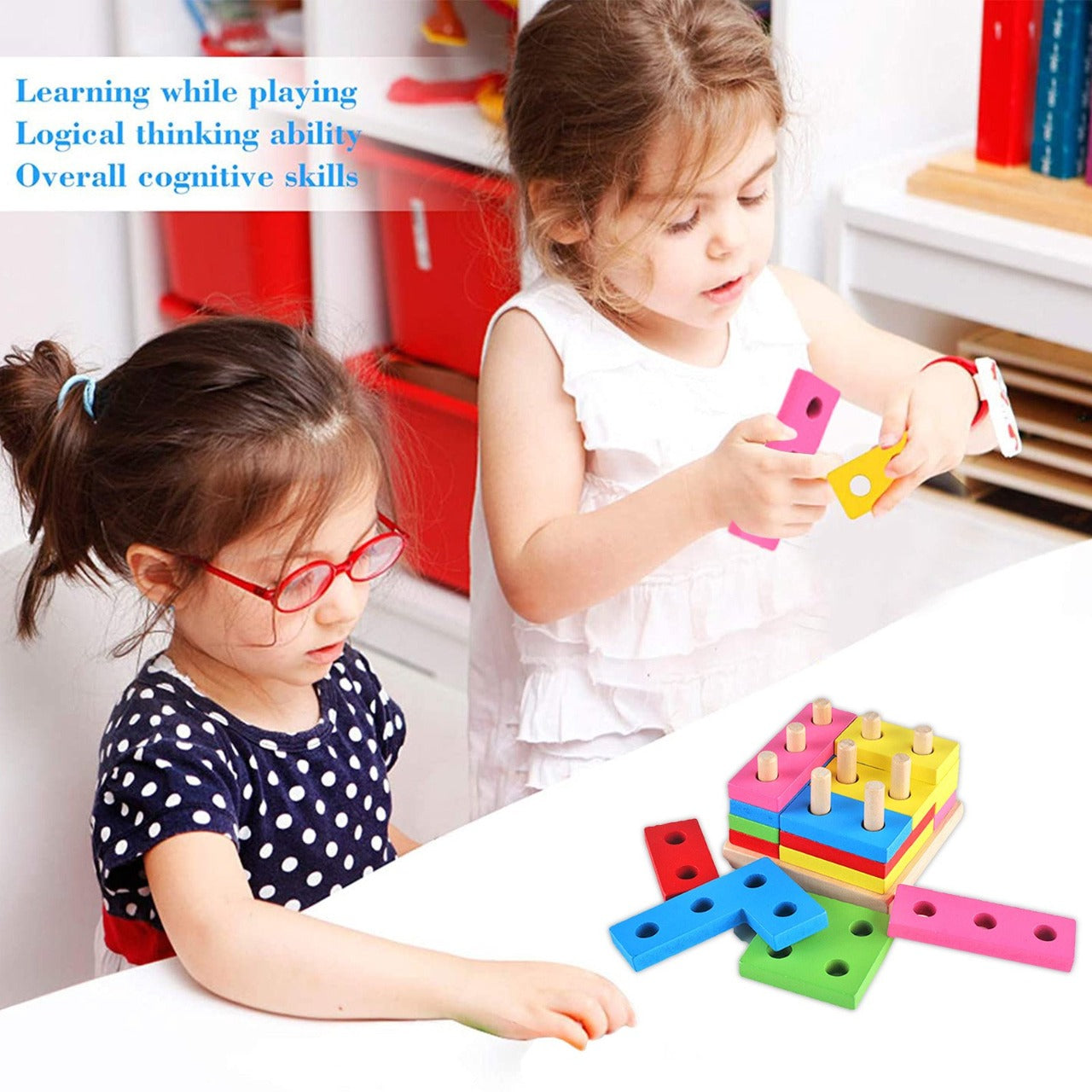 Colorful Wooden Russian Shape Columns