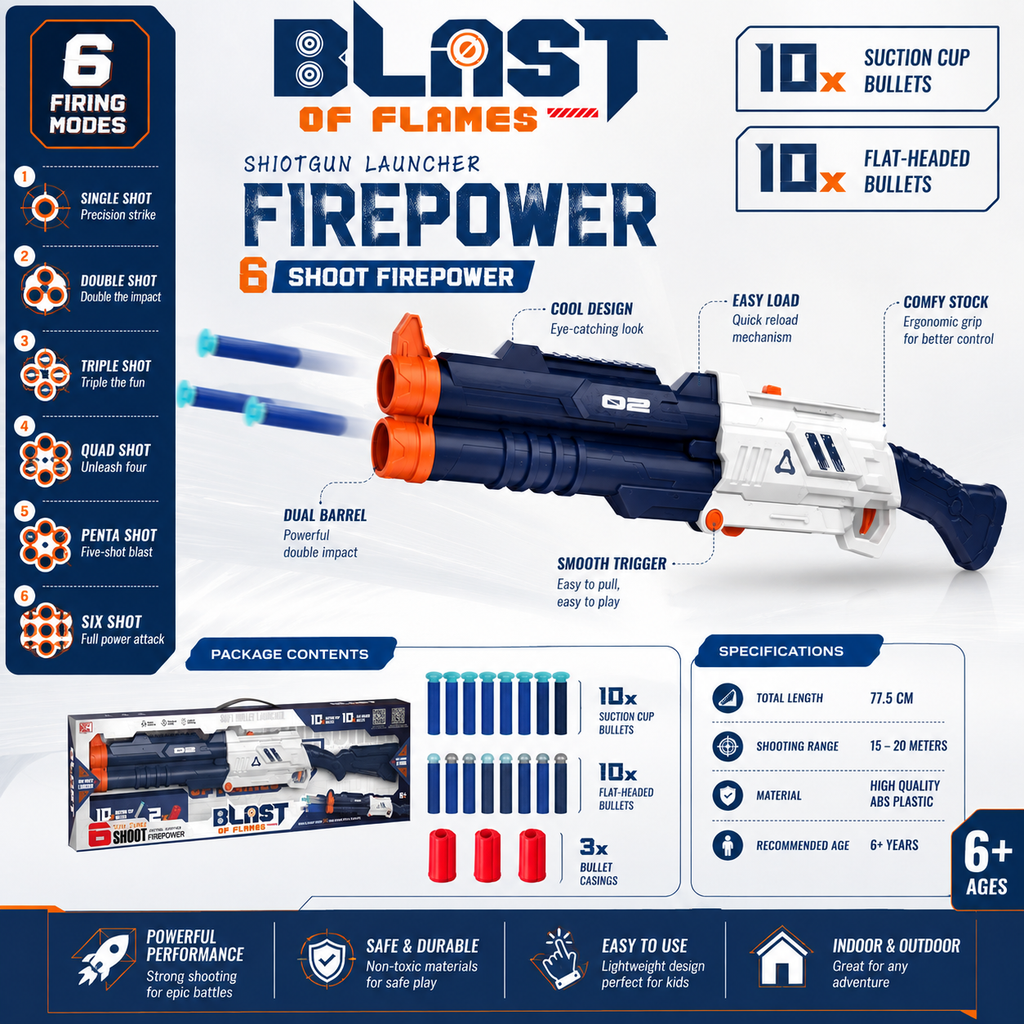 Blast of Flames 6-Shot Foam Blaster Gun