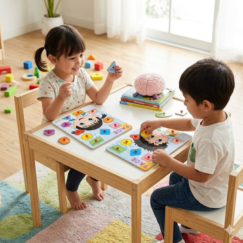 Wooden Body Parts Knob Puzzle Board for Kids