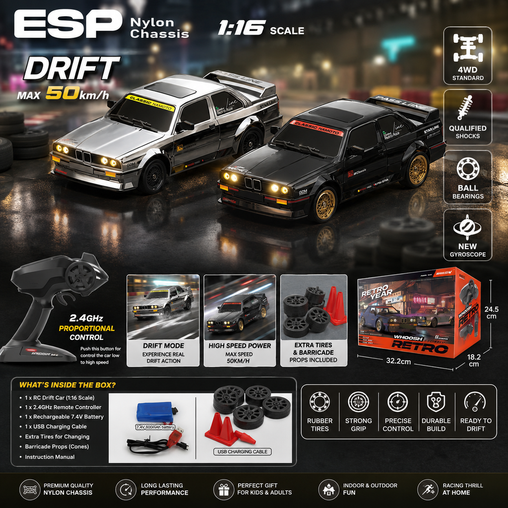 1:16 Scale RC Drift Car – 4WD 50KM/H Proportional Control