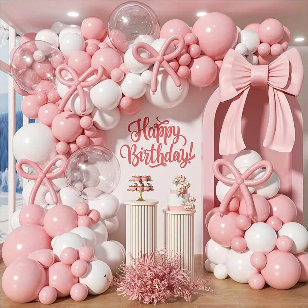 Premium Pink & White Balloon Garland Kit for Birthday Party