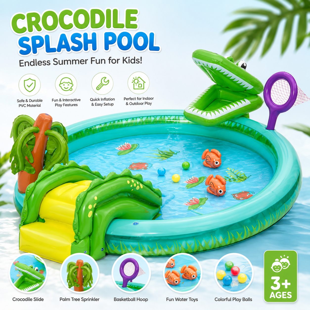 Crocodile Cove Play Center 2.24m x 1.81 x 72cm