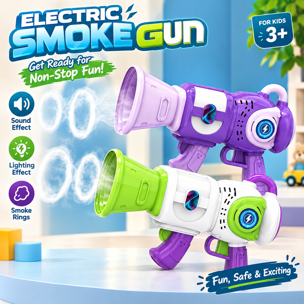 Electric Smoke Gun Toy – LED Lights & Sound Effects