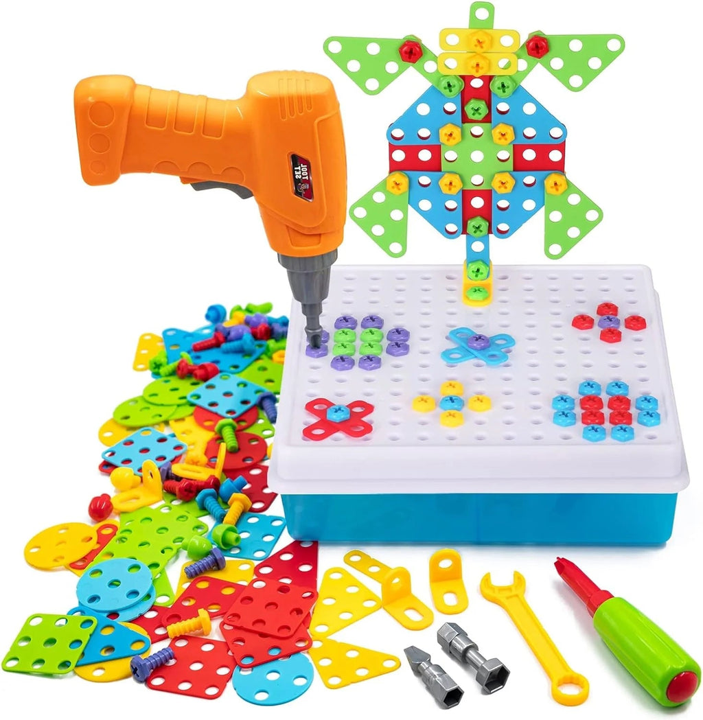 Kids Power Tools With Screwdriver Toy Set - With Battery Operated Drill - JustForKids