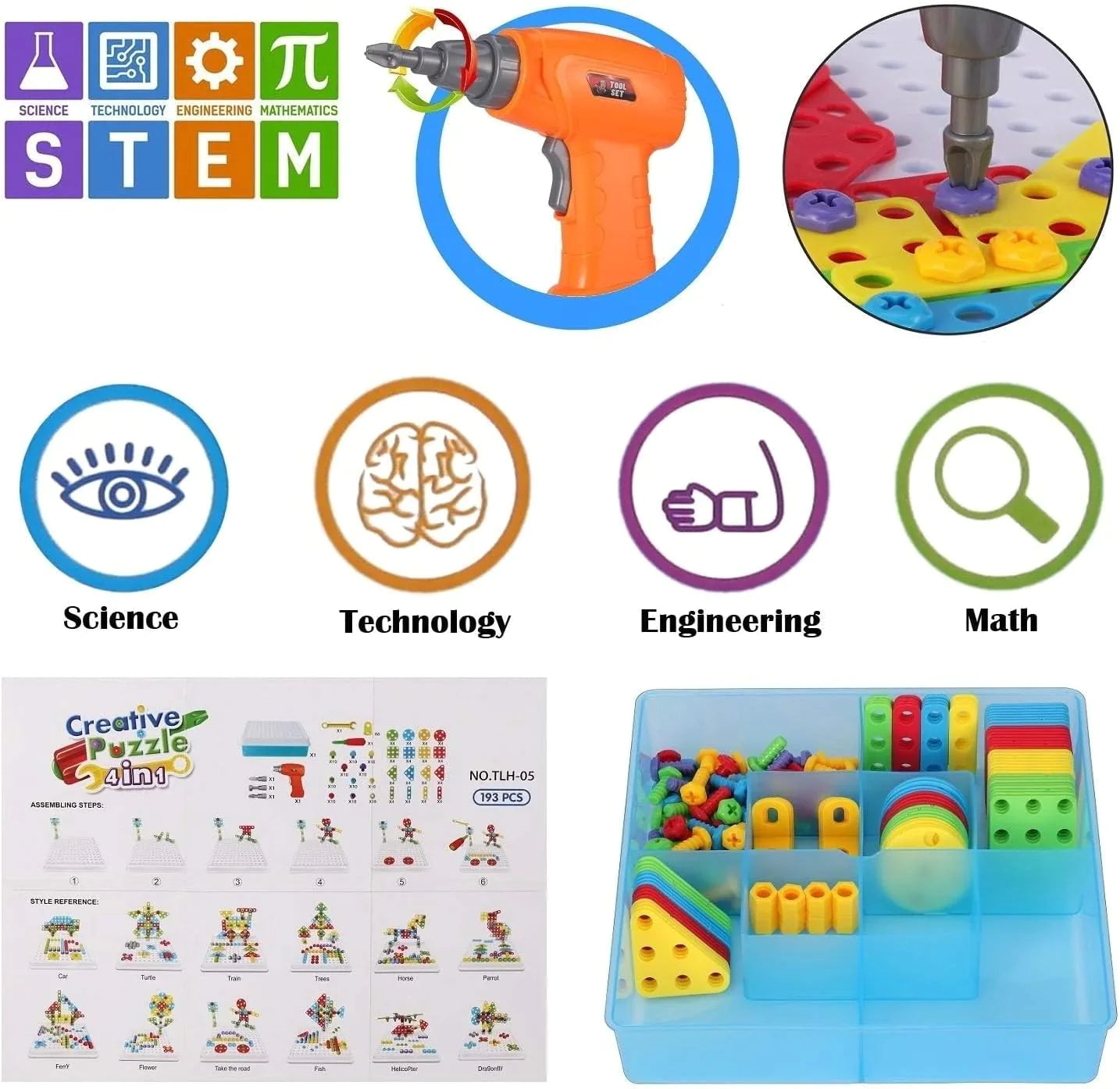 Kids Power Tools With Screwdriver Toy Set - With Battery Operated Drill