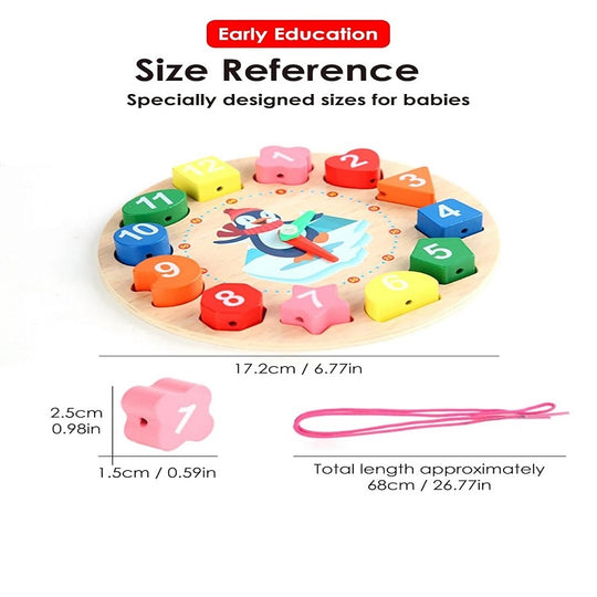 Wooden Multicolor Geometric Shape Clock with Threading