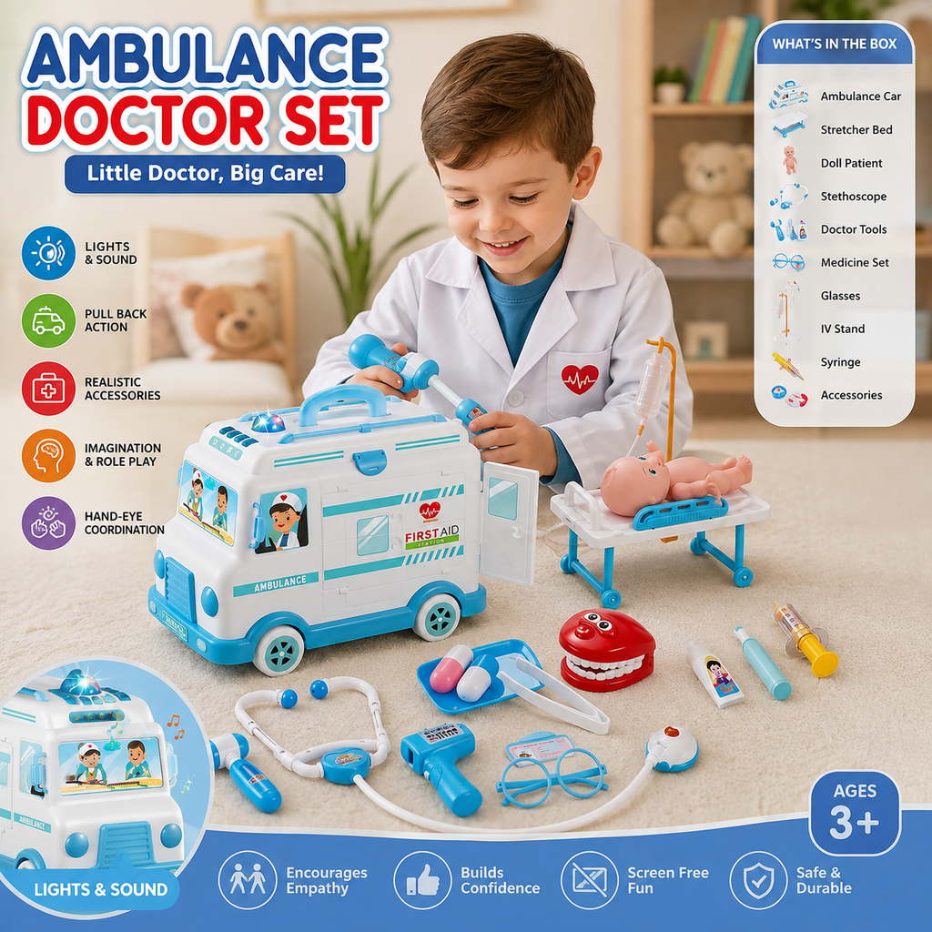Ambulance Doctor Set for Kids – Pretend Play Medical Toy