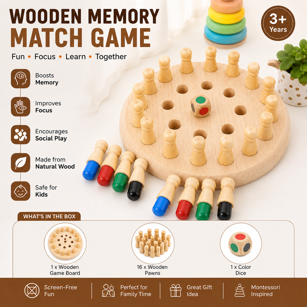 Wooden Memory Match Stick Game