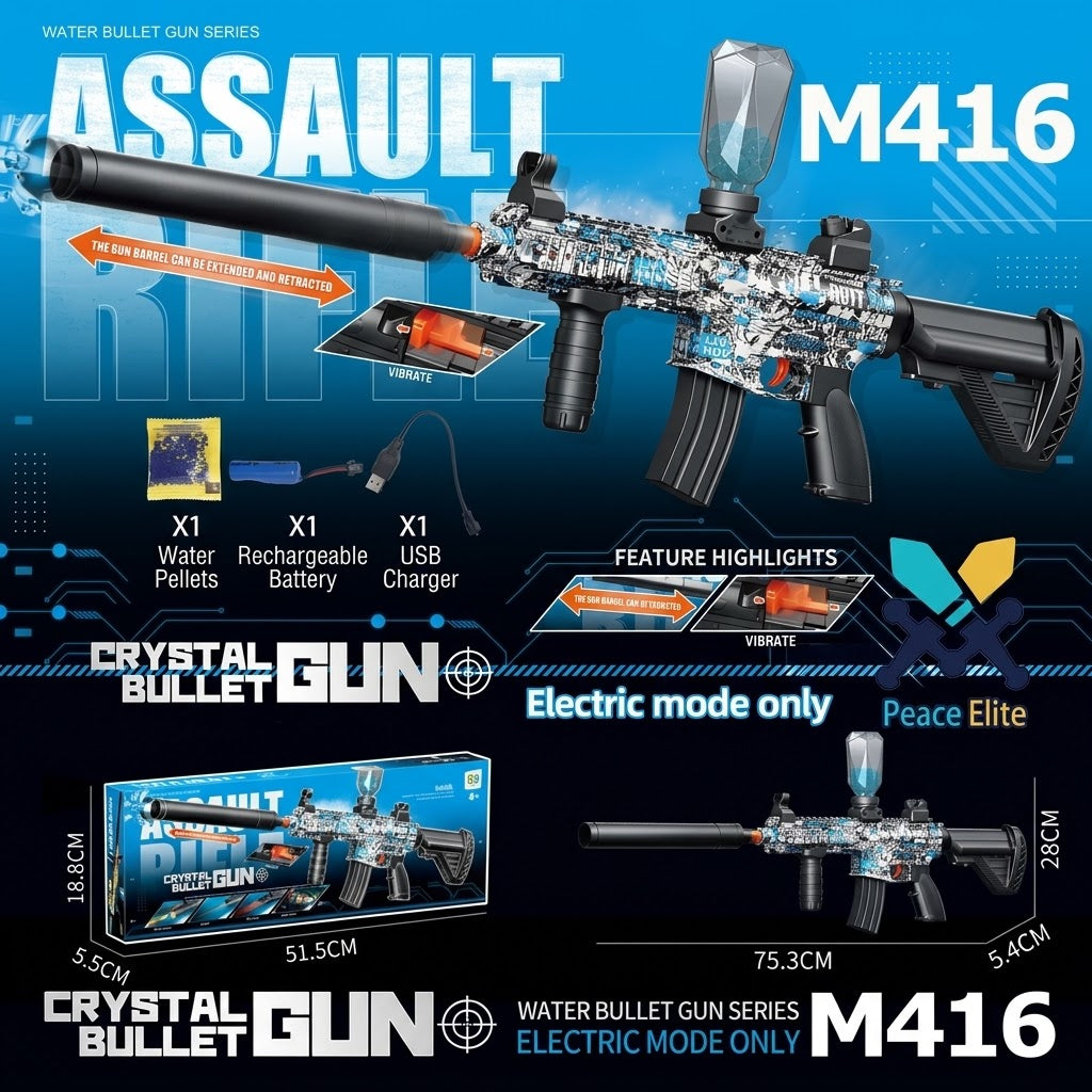 M416 Crystal Water Bullet Gun – Electric Gel Ball Blaster