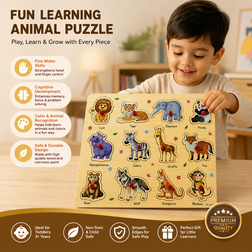Wooden Animals, Transport & Vegetables Sorting Knob Board (Copy)