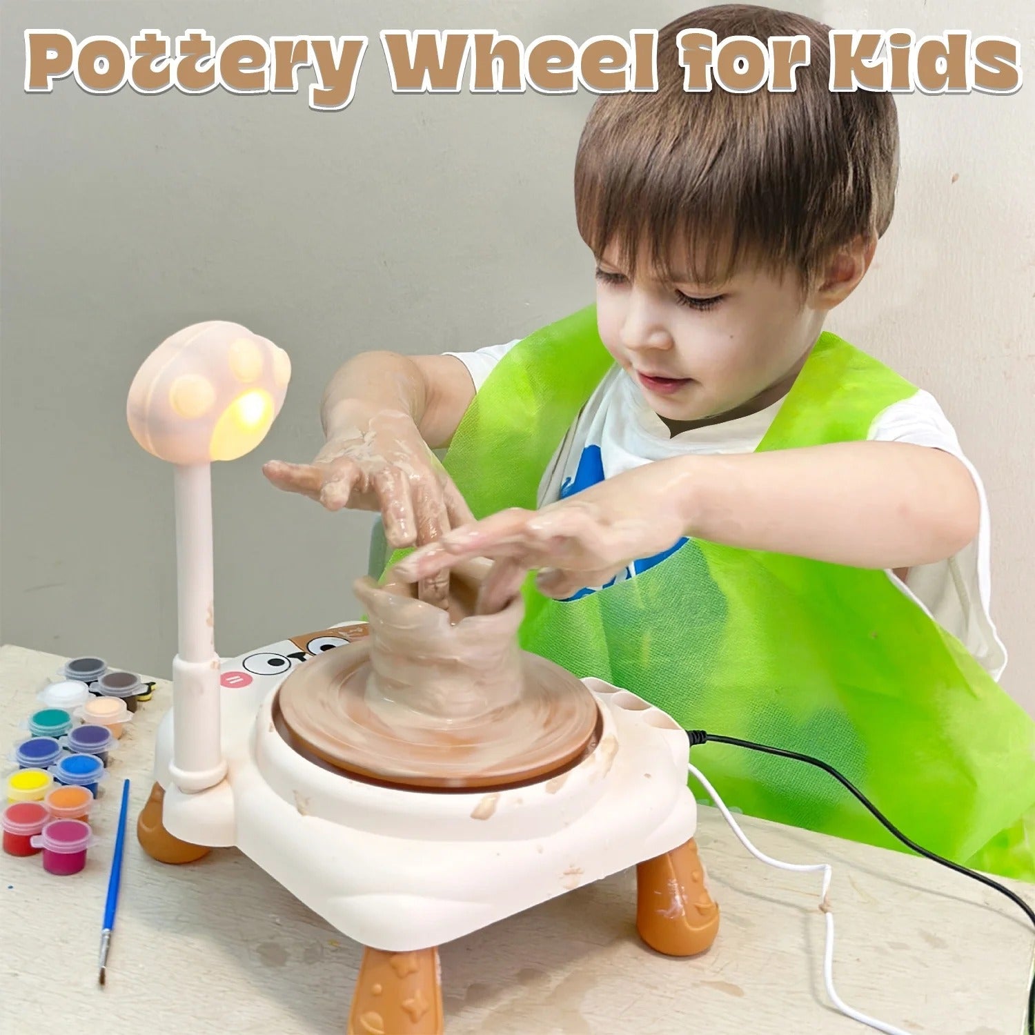 DIY Cat Electric Pottery Wheel Pretend Play Art Tool Kit