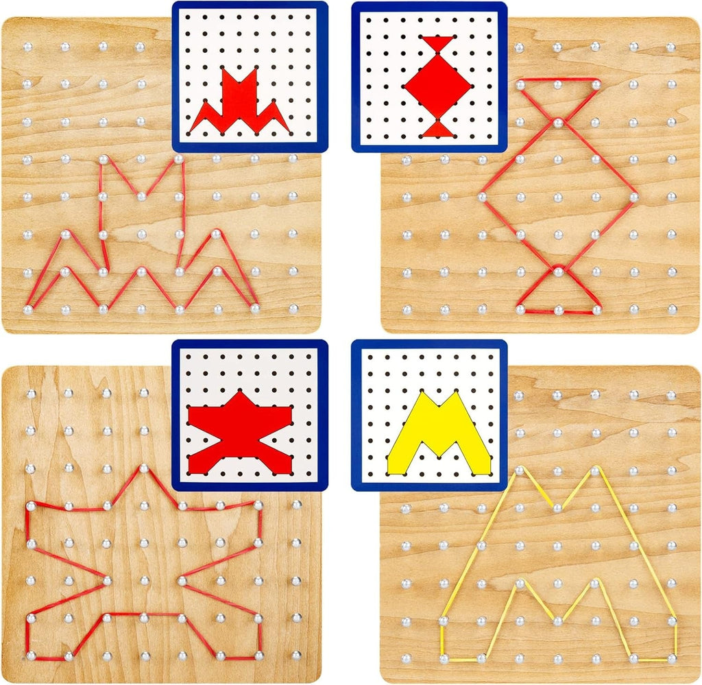 Wooden Geometry Geoboard Pattern Rubber Band Kit