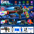 Electric Gel Ball Blaster Gun with LED Lights, Water Spray & Rechargeable Battery