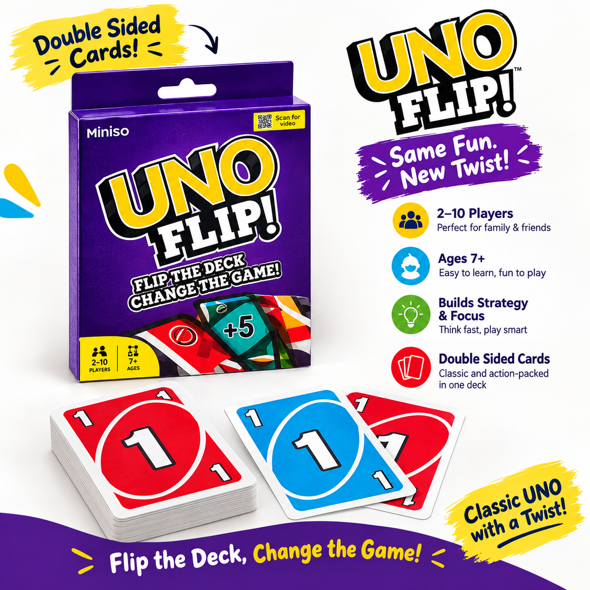 UNO Flip! Double-Sided Card Game - Fun & Trending Family Game