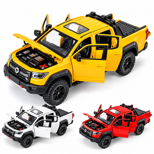 1:24 Die-Cast Alloy Pickup Truck Toy – Openable Doors & Hood