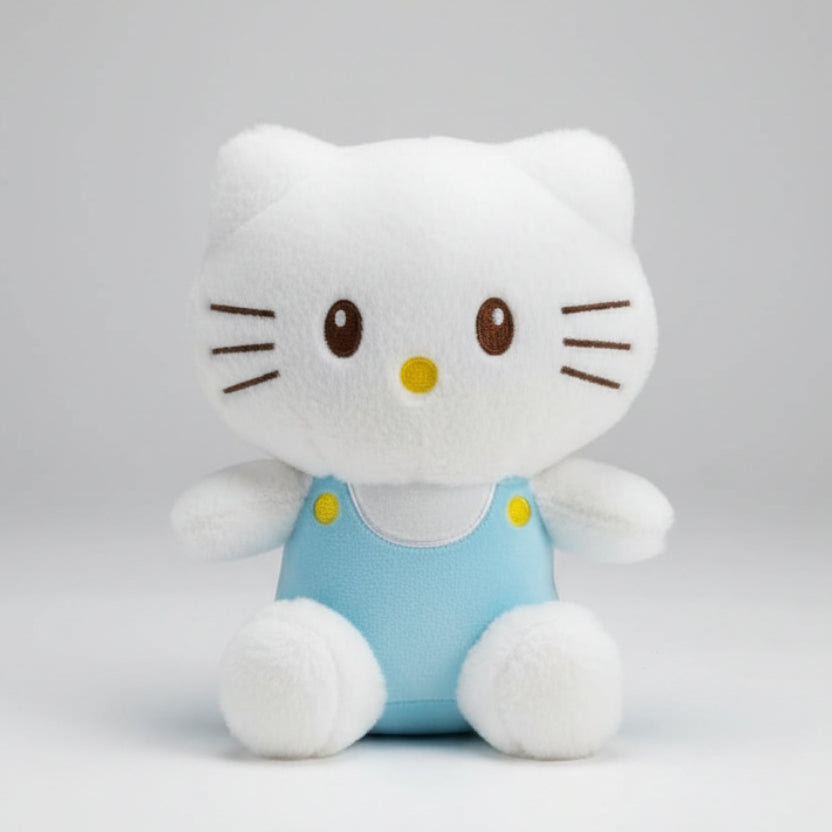 Hello Kitty Plush Toy with Blue Overalls (20 cm)