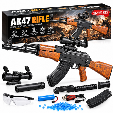 AK47 Electric Water Gel Blaster Gun with Scope & Accessories
