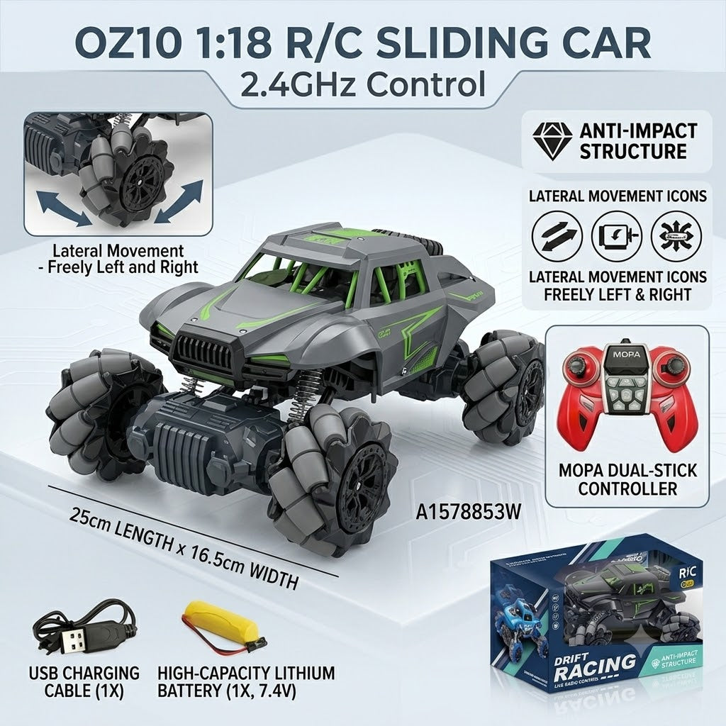 OZ10 1:18 R/C Sliding Car 2.4G with 7.4V Li-ion Battery (799-2)
