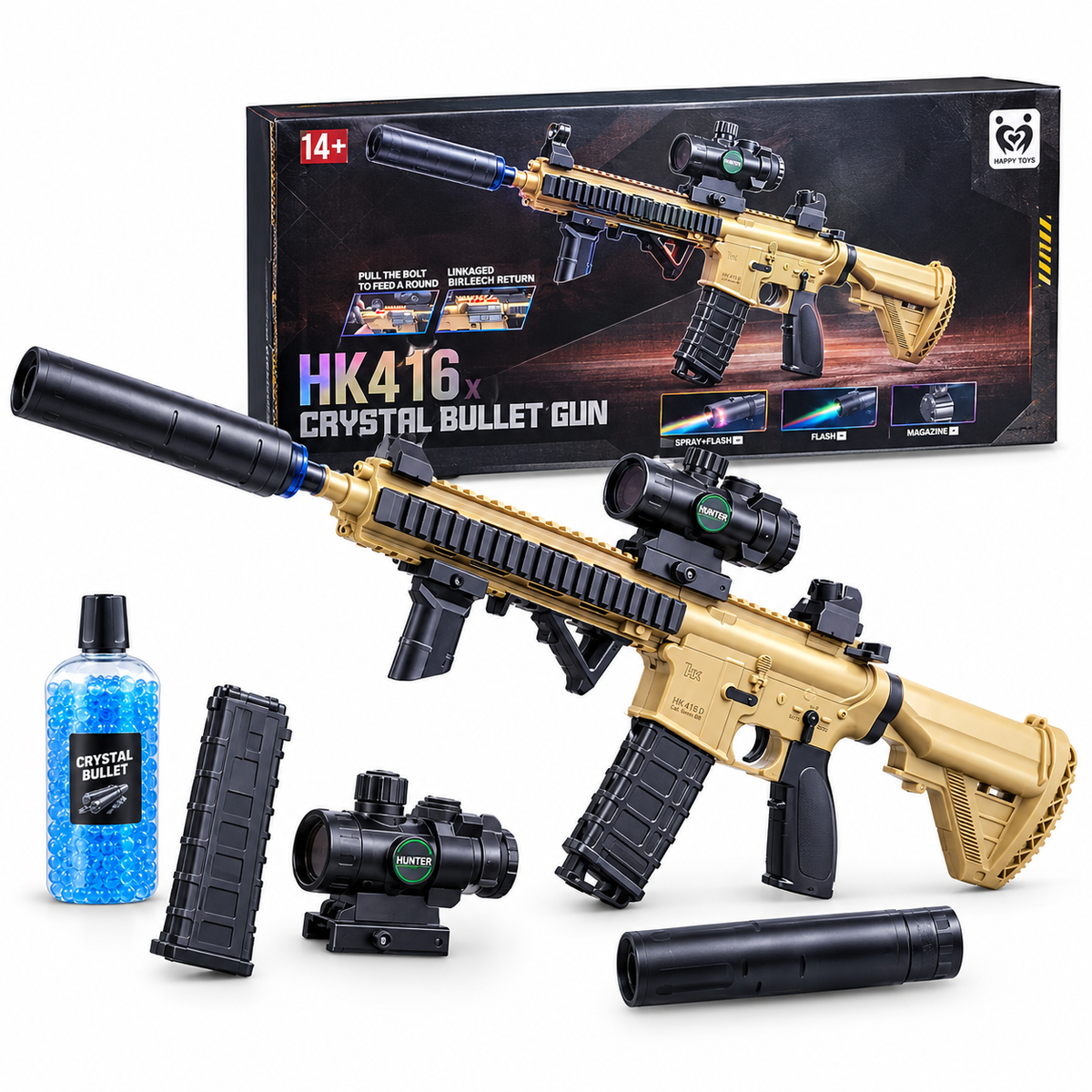 HK416 Crystal Bullet Toy Gun with Scope & Magazine – Fun Kids Toy