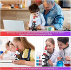 Kids Science Microscope Kit 🔬 - Red / Blue / Orange Color - JustForKids