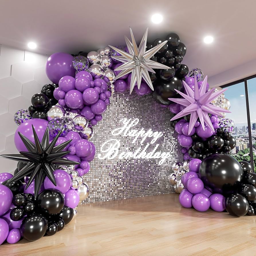 Black Purple Balloon Garland Kit – 100 PCS Party Balloons